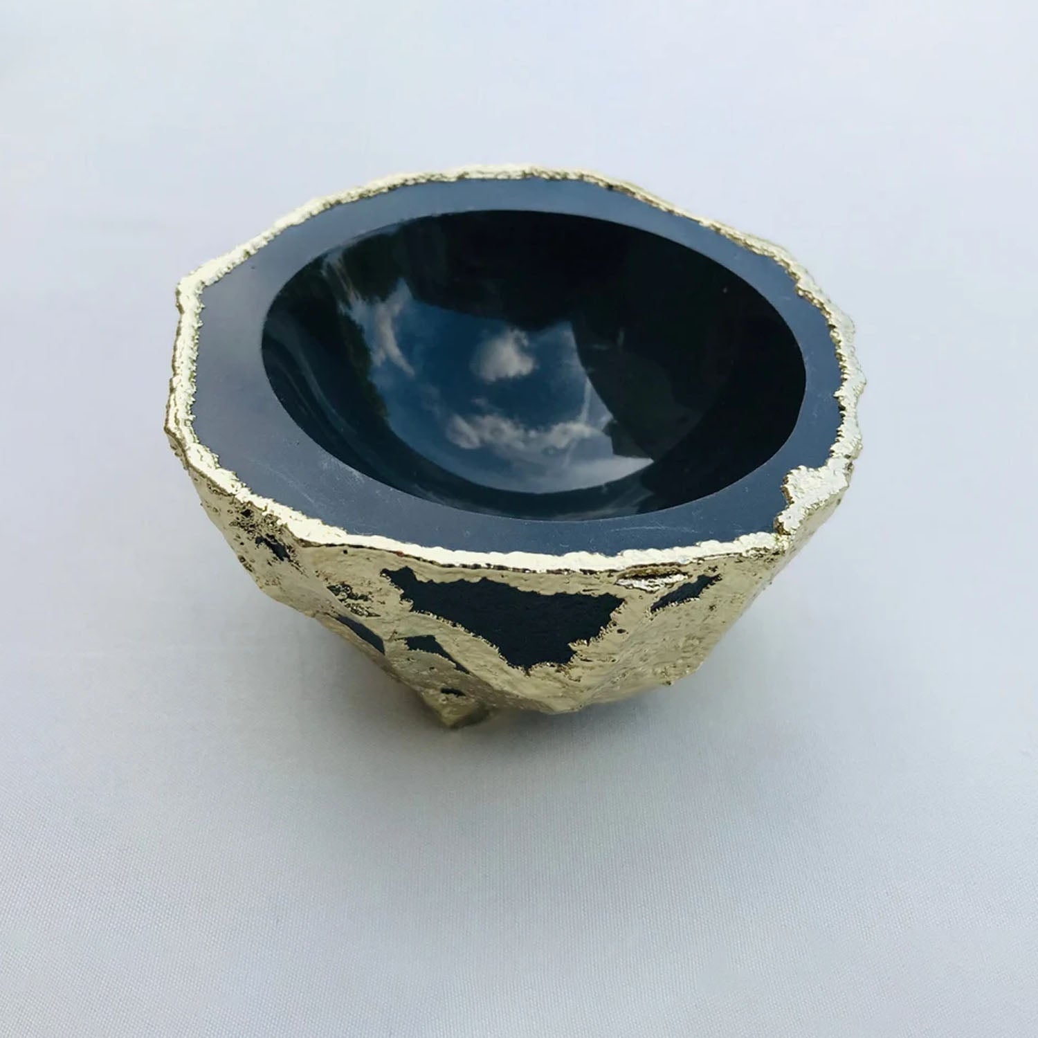 Black Agate Geode Nut/trinket/Jewellery Bowl-0