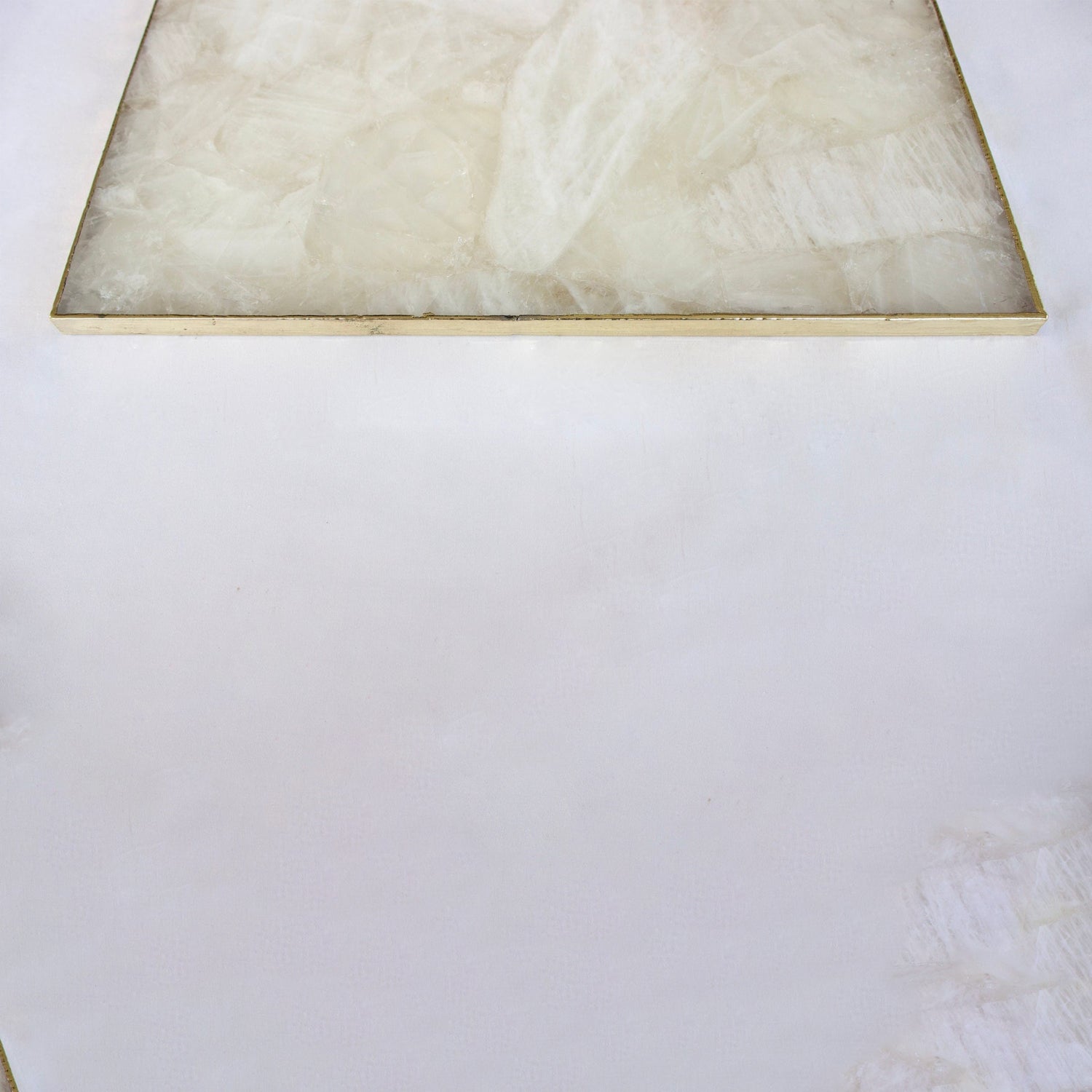 White Agate Serving Tray With Brass Handles | Square-1