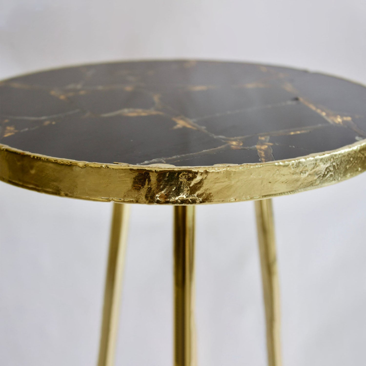 Gold Sparkle Infused Black Agate Round Coffee/Side Table-1