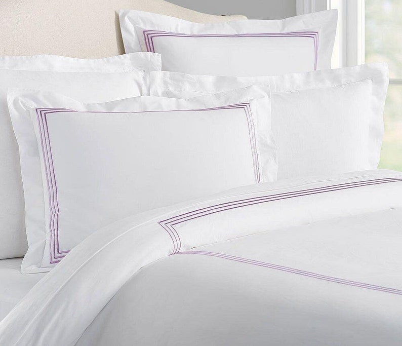 Lines - Pure Linen Embroidered Edge Duvet Cover Sets-7