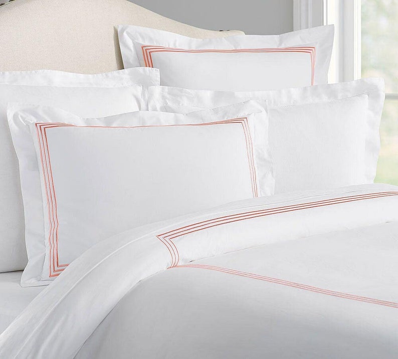 Lines - Pure Linen Embroidered Edge Duvet Cover Sets-5