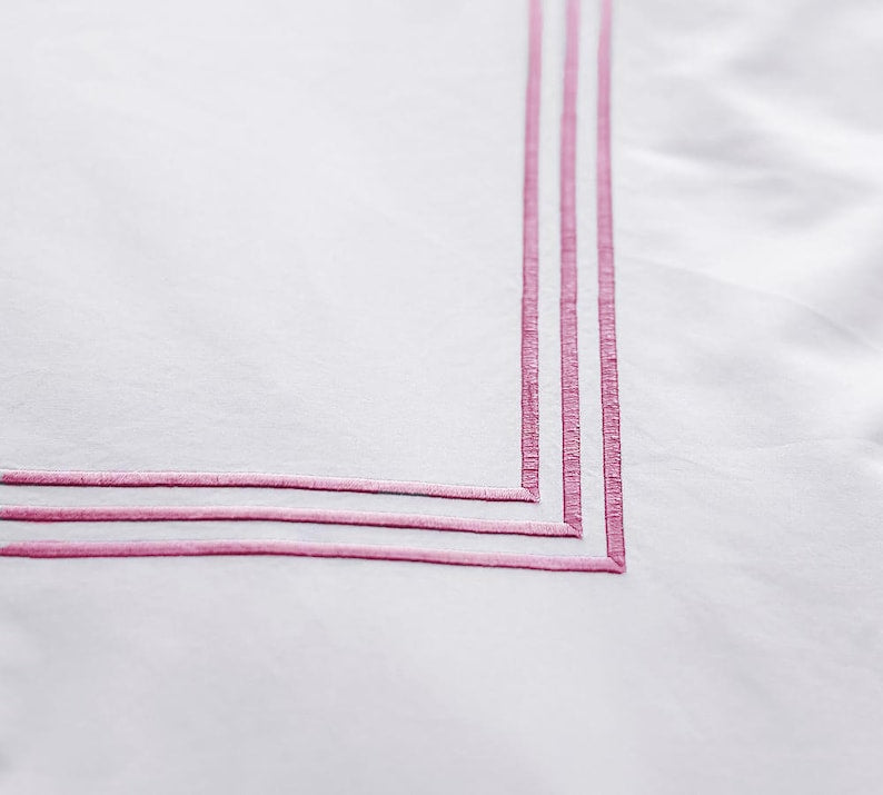 Lines - Pure Linen Embroidered Edge Duvet Cover Sets-2
