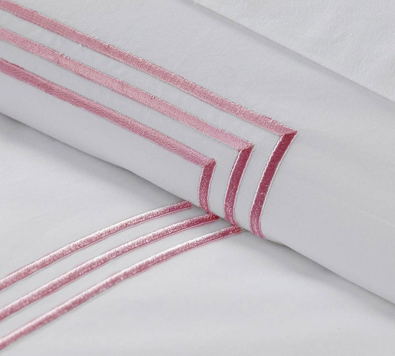 Lines - Pure Linen Embroidered Edge Duvet Cover Sets-1
