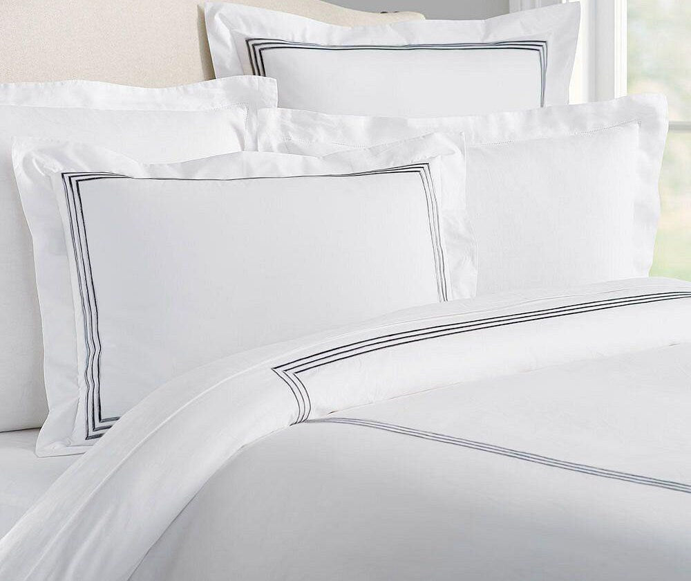 Lines - Pure Linen Embroidered Edge Duvet Cover Sets-9